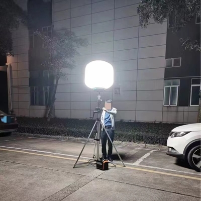 Torre de Iluminação LED Móvel em Forma de Balão com Mastro de 3,8m para Construção, Mineração e Elevação Manual