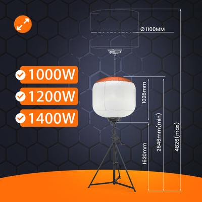 Alta potência LED Telescoping Light Tower 1400W Balão de luzes de torre ao ar livre para industrial