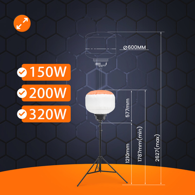 Bateria Reutilizável Balões LED 200W 320W Torre de Iluminação Móvel Para Eventos ao Ar Livre