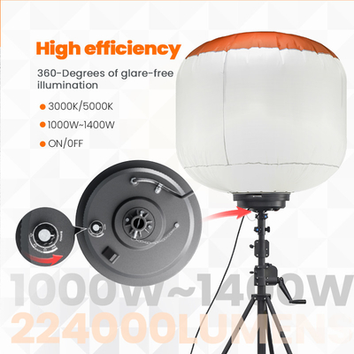 1000W Construção Local de trabalho LED inflado 360 graus Luz Balão IP65 Alta Lumen