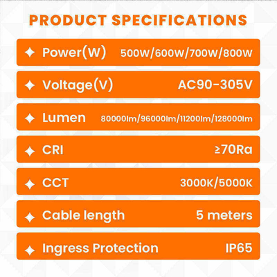 500W-1400W Luz de Balão LED IP65 50000Hrs 360° Cobertura Omni